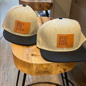 Gray and Navy Blue best kid/best dad ever Snapback Hats